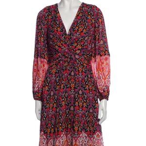 NWOT Kobi Halperin Skye Floral Border Crossover Tiered Print Midi Dress S $598